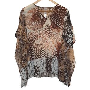 CHICO’S brown tan animal print kimono size S/M